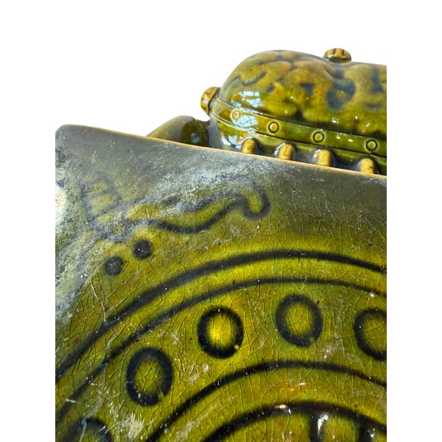 Ceramic Mid 20th Century Green Glazed Ceramic Elephant Garden Stool / Plant Stand For Sale - Image 7 of 12