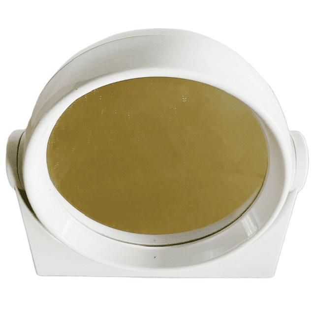Vintage mid-century Space Age double-sided makeup mirror in white plastic from the 1970s. with its minimalist, futuristic...