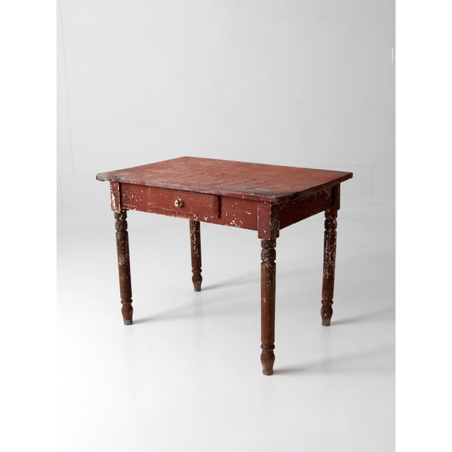 Antique Painted Farmhouse Table With Metal Top For Sale - Image 12 of 18
