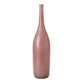 Blush Mauve Art Glass Bud Vase – Tall Minimalist Decorative Bottle Vase For Sale
