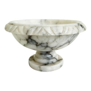 1950s Italian Alabaster Compote Bird Bath For Sale