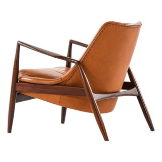 Afromosia and Leather Easy Chair attributed to Ib Kofod-Larsen, 1950s For Sale