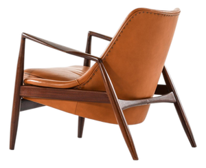 Afromosia and Leather Easy Chair attributed to Ib Kofod-Larsen, 1950s