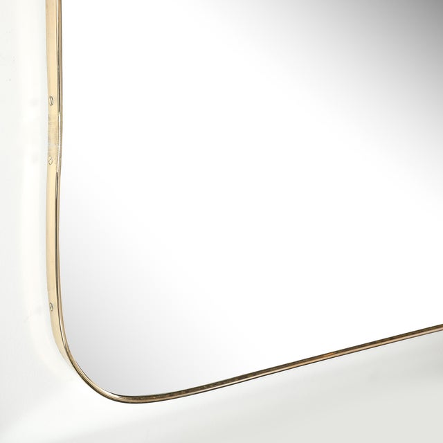 Brass Monumental Mid-Century Modernist Brass Curvilinear Hourglass Form Wrapped Mirror For Sale - Image 8 of 9