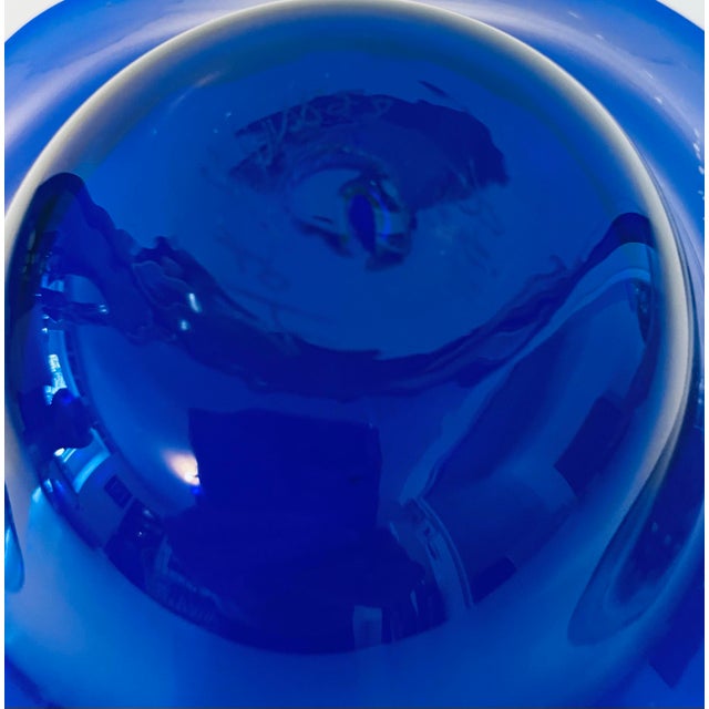 1988 Signed Brian Higer Postmodern Cobalt Blue Glass Wave Centerpiece Bowl For Sale In Boise - Image 6 of 8