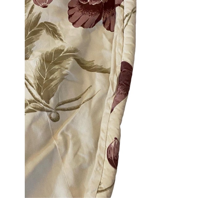 Vintage Custom Made Tablecloth Poppy Flowers 70” 70” diameter Ivory background good condition