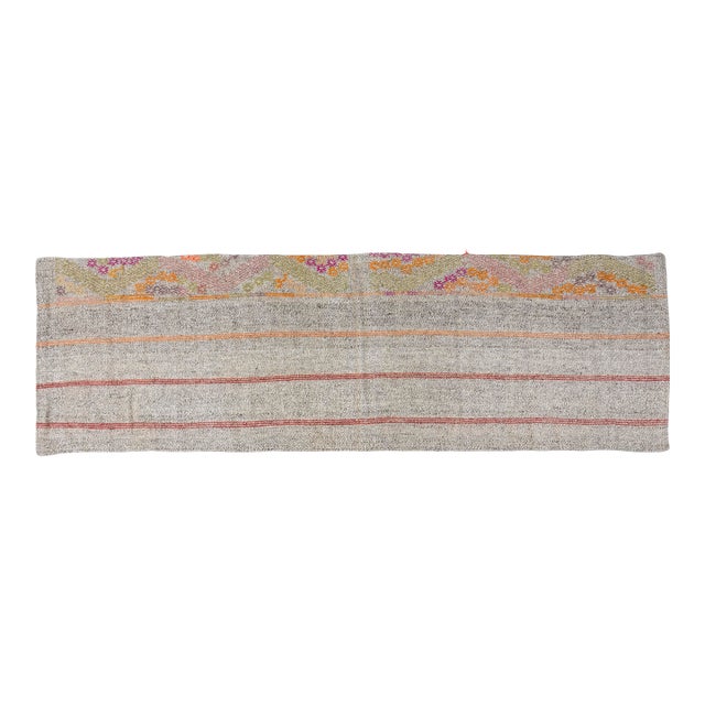 Nautral Vintage Wool Kilim Runner For Sale