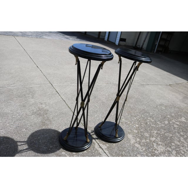 Metal 1990s Neoclassical Revival Pedestals Attributed to Maitland Smith-a Pair For Sale - Image 7 of 10