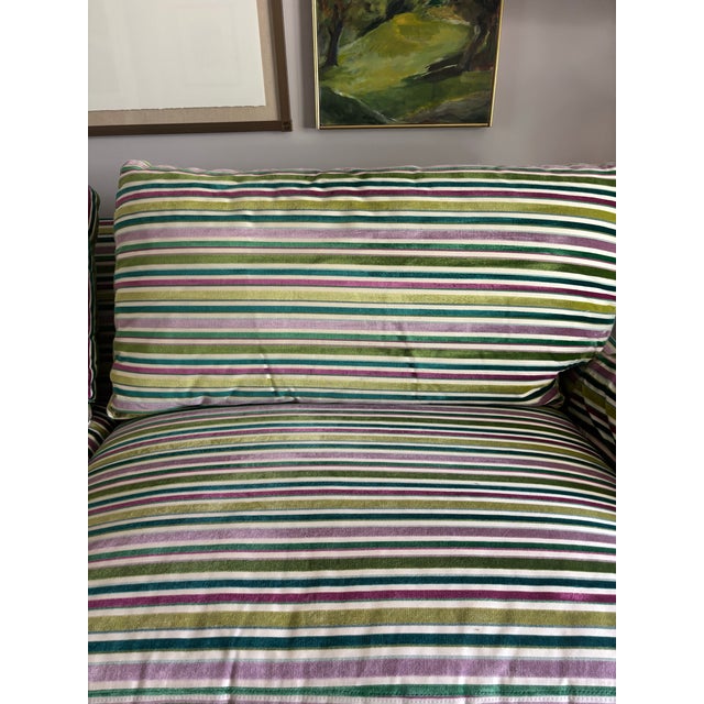 Modern Manuel Canovas Striped Velvet Sofa, Lee Manufacturer For Sale - Image 3 of 12