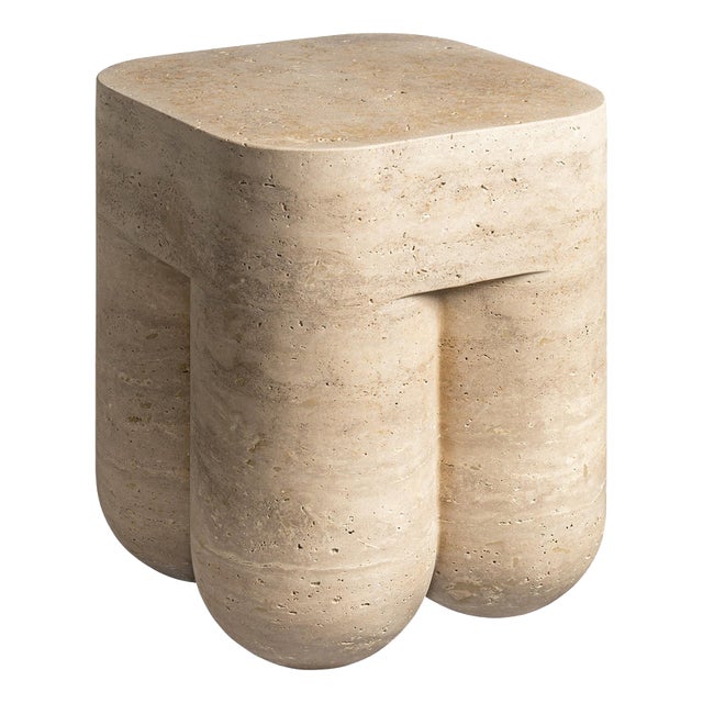 Travertine Unfilled Chunky Stool by Etamorph For Sale