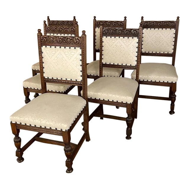 Set of Six Antique Renaissance Dining Chairs For Sale