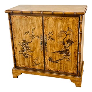 1970s Drexel Heritage Faux Bamboo Chinoiserie Cabinet For Sale