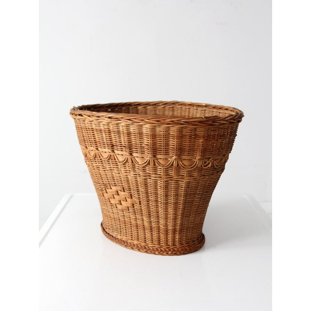 Vintage Woven Wicker Basket For Sale - Image 4 of 12