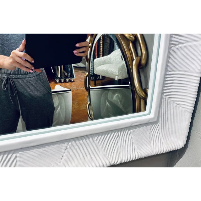 2020s Made Goods Modern Textured White Resin Thiago Wall Mirror For Sale - Image 5 of 6