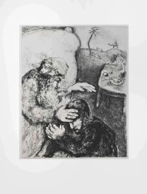 Marc Chagall, Isaac Blessing Jacob, Etching, 1956