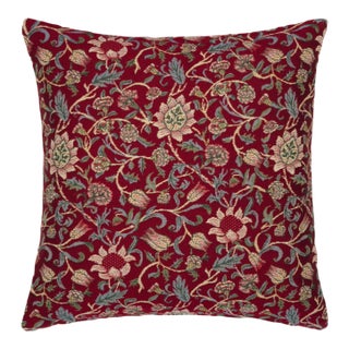 Evenlode Red Tapestry Cushion With Feather Filler - 46x46cm (18"x18") For Sale