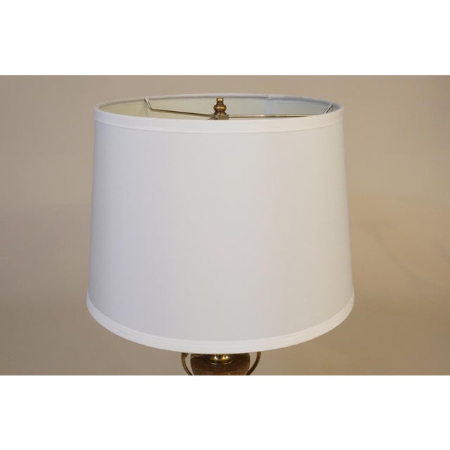 1930s Art Deco White Onyx Pink Marble Column Bronze Table Lamp For Sale - Image 9 of 11