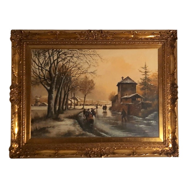 Palestrini, Winter Landscape, 1970, Oil on Canvas, Framed For Sale
