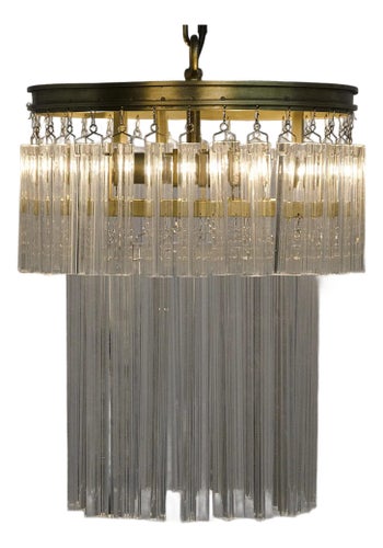 Toby Chandelier, Antique Brass and Crystal