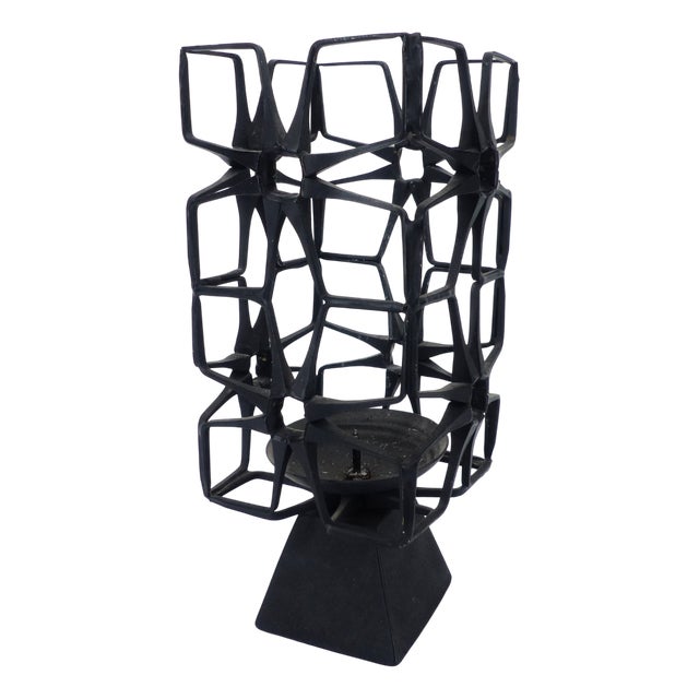 Brutalist Wrought Iron Candlestick by Bruce Weir, 1960 For Sale