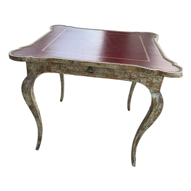 Vintage Minton-Spidell Leather Top Game Table For Sale