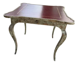 Vintage Minton-Spidell Leather Top Game Table