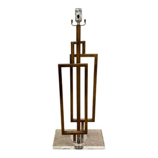 Modern Sculptural Antique Brass Lamp For Sale