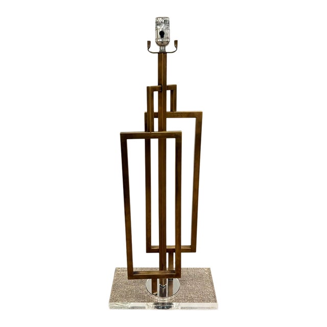 Modern Sculptural Antique Brass Lamp For Sale