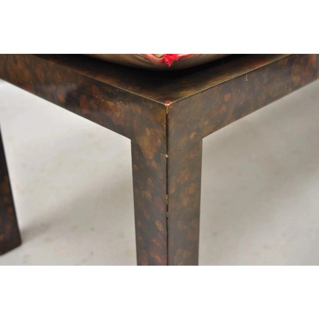 Mid Century Modern Brown Tortoiseshell Lacquer 54" Parsons Bench Coffee Table For Sale - Image 11 of 12
