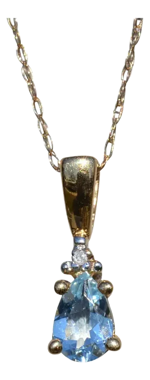 The Kimora: Ladies Simple Pear Shaped Topaz and Diamond Necklace