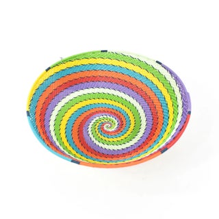 Early 20th Century Zulu Telephone Wire Basket South Africa 9inch For Sale