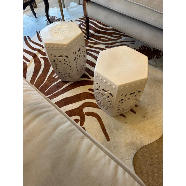 1960s Blanc De Chine Chinese Garden Seats Tables -a Pair For Sale - Image 5 of 9