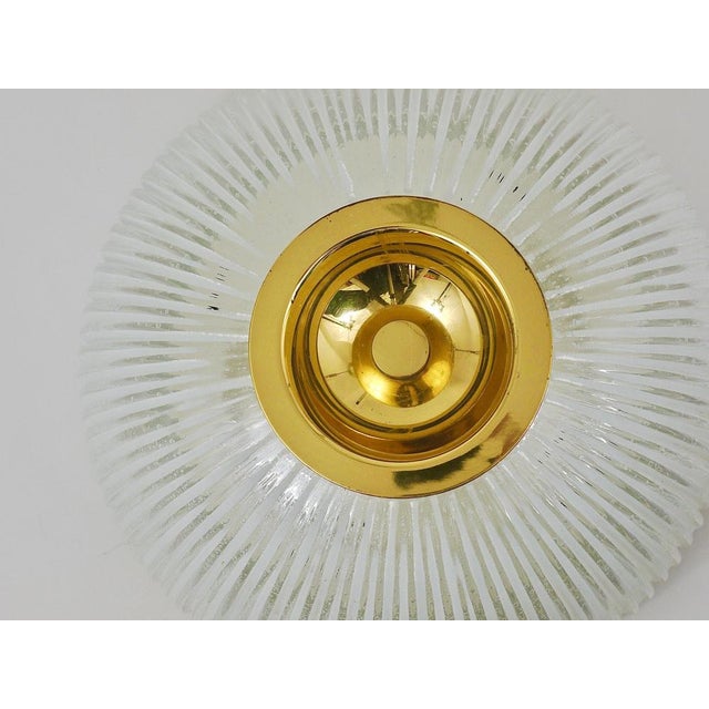 Large German Flushmount in Striped Bubble Glass and Brass from Limburg, 1970s For Sale - Image 14 of 18