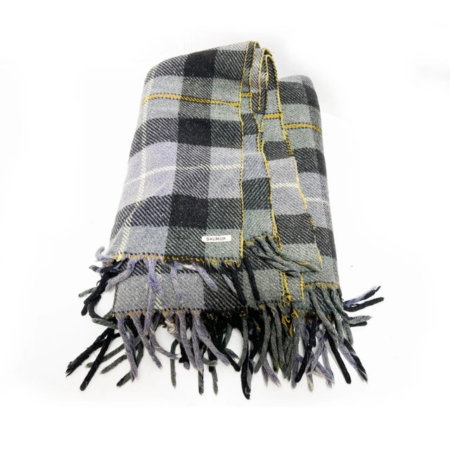 Mid-Century Modern Mid-Century Modern French Wool Plaid Blanket For Sale - Image 3 of 4