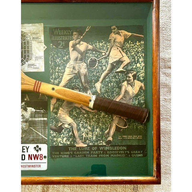 English Vintage Wimbledon/British Tennis Memorabilia Wood Shadow Box For Sale - Image 3 of 9