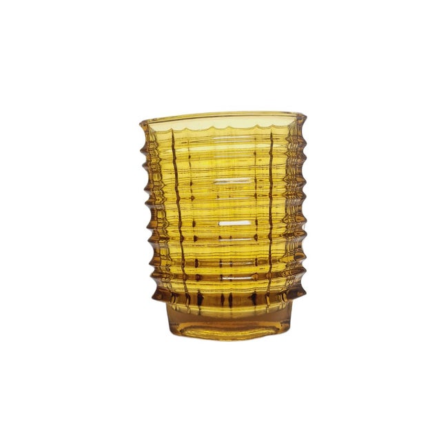 Orange New Look Optical Vase by Jan Sylwester Drost for Ząbkowice Glassworks, 1970s For Sale - Image 8 of 11