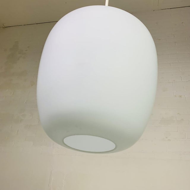 White Vintage School Hanging Lamp with White Opaline Glass Shade, 1950s For Sale - Image 8 of 17