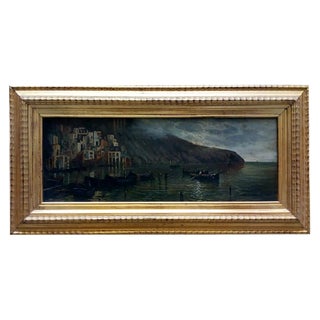 Marina, Posillipo School, Oil on Board For Sale