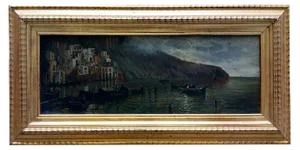 Marina, Posillipo School, Oil on Board