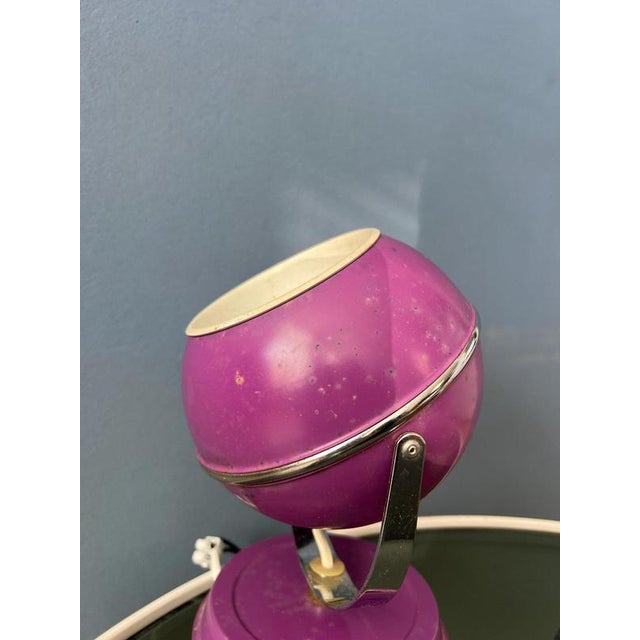 Plastic Vintage Space Age Purple Eyeball Desk Lamp For Sale - Image 7 of 11
