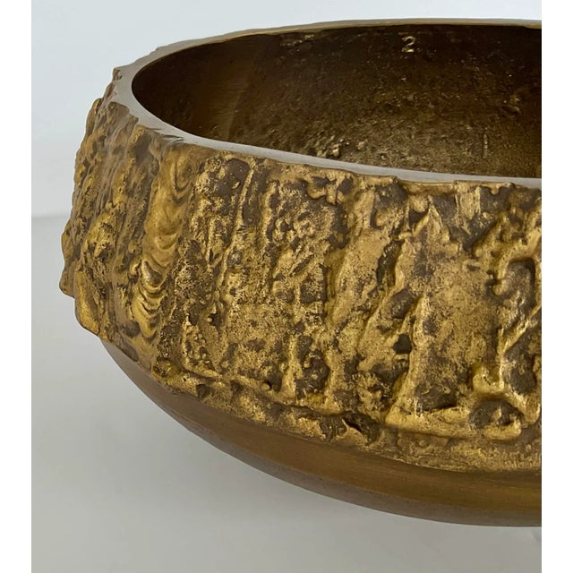 Timeless Jonathan Richard Brutalist Style Antiqued Brass Bowl, showroom floor sample