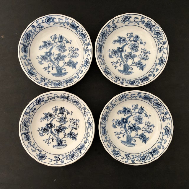 Asian Vintage Blue & White Double Phoenix Ming Tree Dessert / Fruit Bowls S-4 For Sale - Image 3 of 5