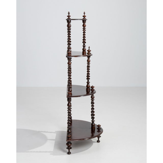 19th Century United Kingdom Rich Walnut Brown Four-Tier Turned Walnut Ã‰tagÃ¨re For Sale - Image 10 of 11