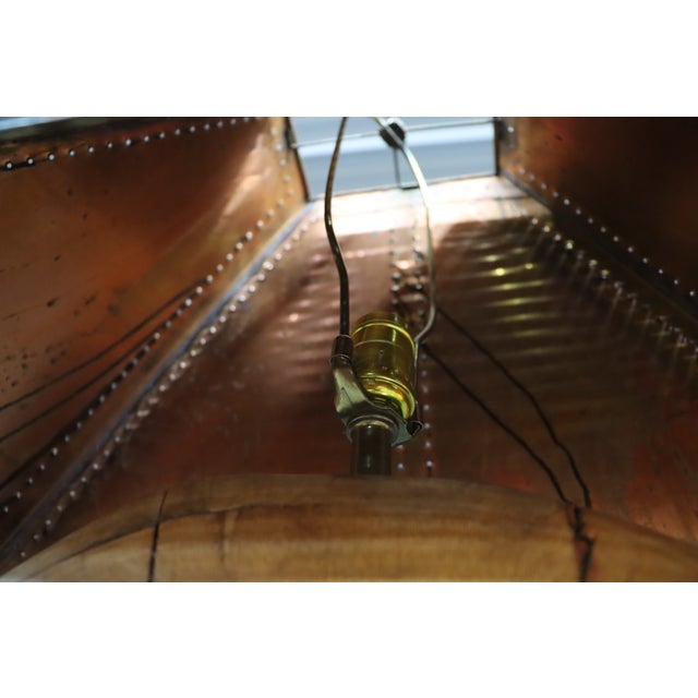 Mid 20th Century Mid Century Modern Live Edge Wood Table Lamp With Patinated Copper Shade For Sale - Image 12 of 12