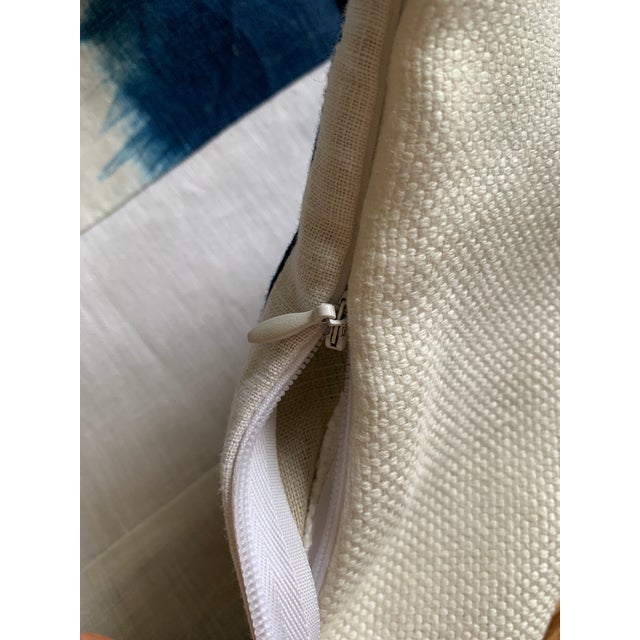 Hand-Dyed Natural Indigo Linen Stripe Pillow Case For Sale - Image 4 of 6