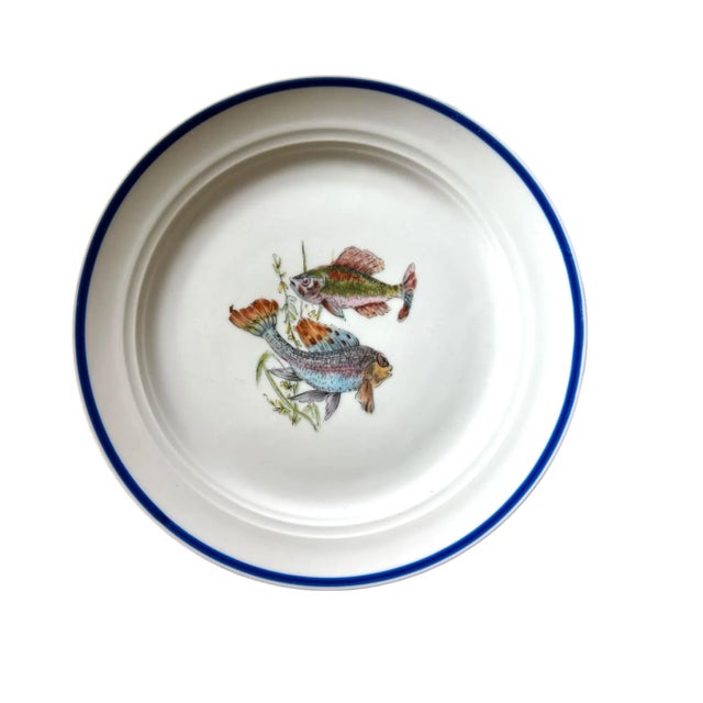 Ceramic Vintage Italian Ceramic Fish Plates & Platter – Hand-Painted Deruta, 1960s, Set of 11 For Sale - Image 7 of 12
