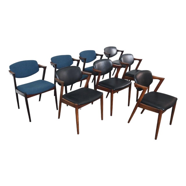 Set of Eight Attributed to Kai Kristiansen Model 42 Dining Chairs in Rosewood For Sale