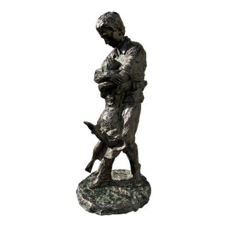 1970s Austin Production "Uttermost Welcome Home" Patinated Resin Brutalist Sculpture. For Sale