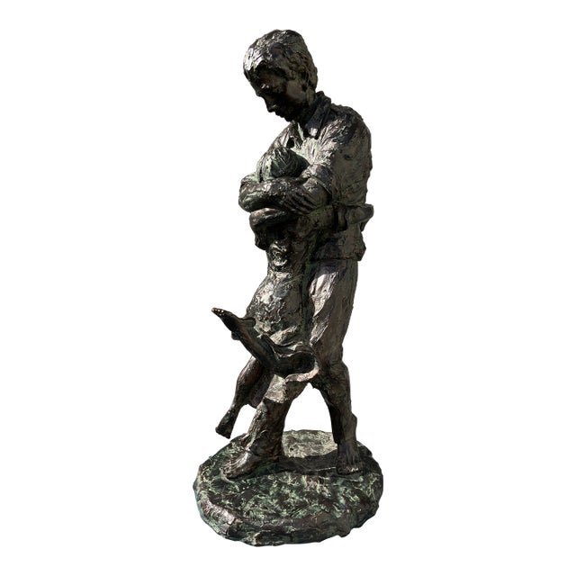 1970s Austin Production "Uttermost Welcome Home" Patinated Resin Brutalist Sculpture. For Sale