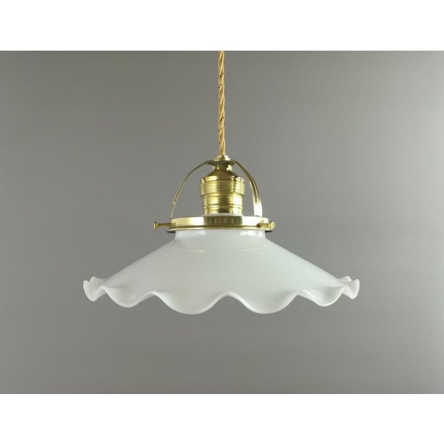 1940s French Ceiling Lamp with Brass Ceiling Rosette For Sale - Image 5 of 9